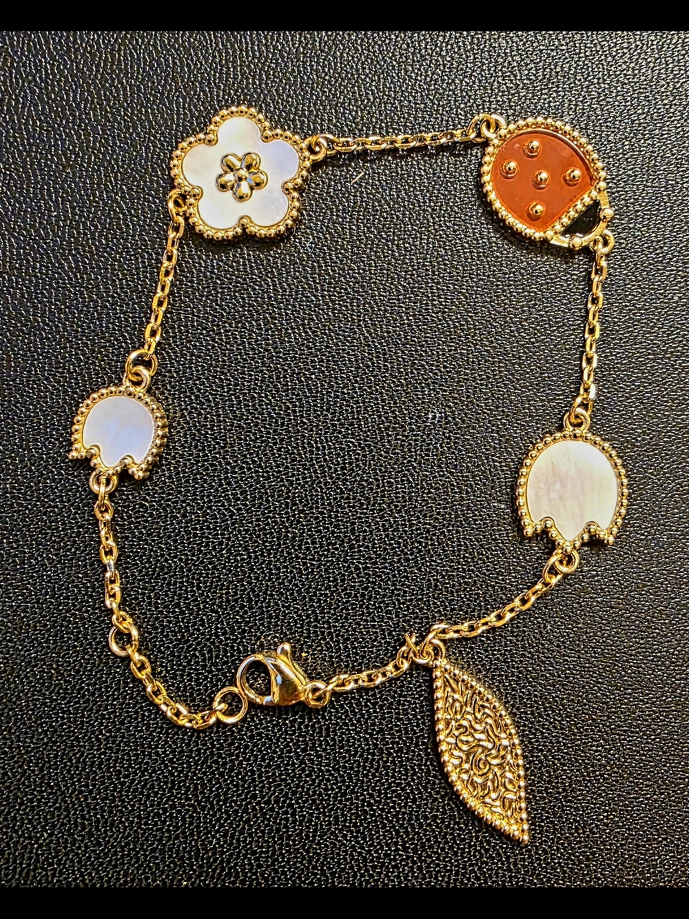 Lady Bug And Flowers Bracelet